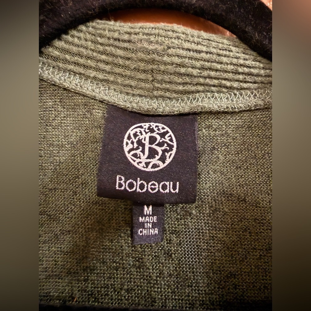 Jemmy Brushed Open Pocket Cardigan by bobeau. Olive/light forest green. - Picture 8 of 10